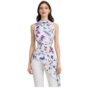 BCBGMAXAZRIA Floral Asymmetrical Top